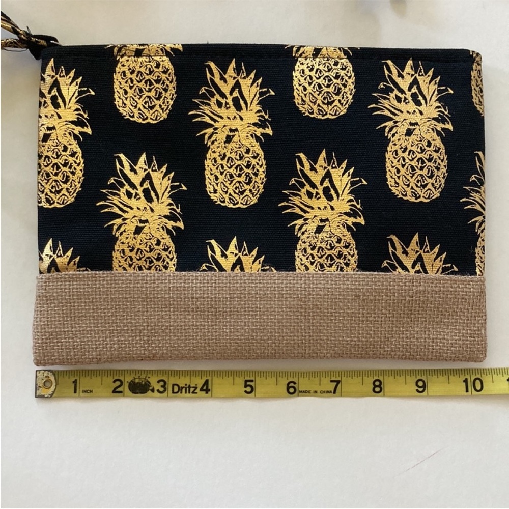 Black & Gold Foil Pineapple Wristlet/Cosmetic Bag - Picture 7 of 8